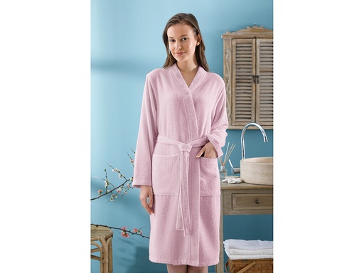 [10028271001] Plain Bathrobe Timeless (S-M, LightPink, Women's)