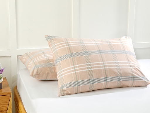 [10030500001] Check Natural Pillowcase TIMELESS ROMANCE (Pink)