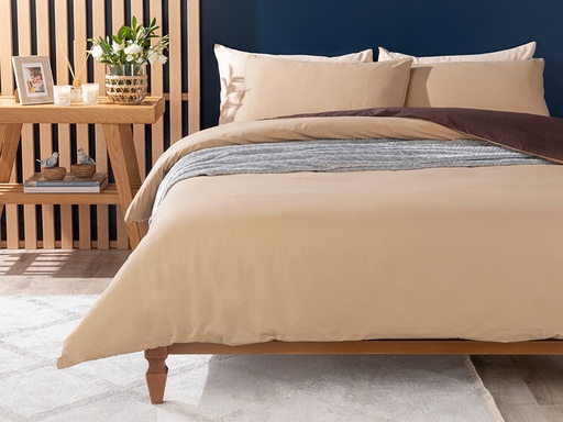 [10031351002] Plain Duvet Cover Set Timeless (Beige-Brown)