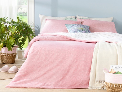 [10031973002] Textured Stripe Duvet Cover Set Pack TIMELESS ROMANCE (200x220cm, Pink, DoublePerson)