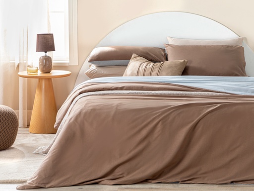 [10034736002] Plain Duvet Cover Set Circle Of Life (Coffee-Celadon)