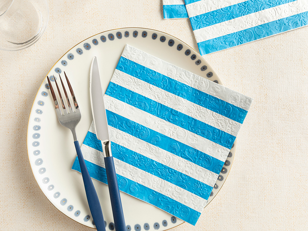 Big Stripes Tissue Napkin Coastal Dream