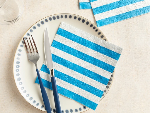 [10033640002] Big Stripes Tissue Napkin Coastal Dream (Blue)