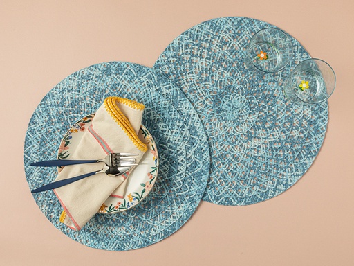 [10033741002] Sunbeam Place Mat Flowertopia (Blue)