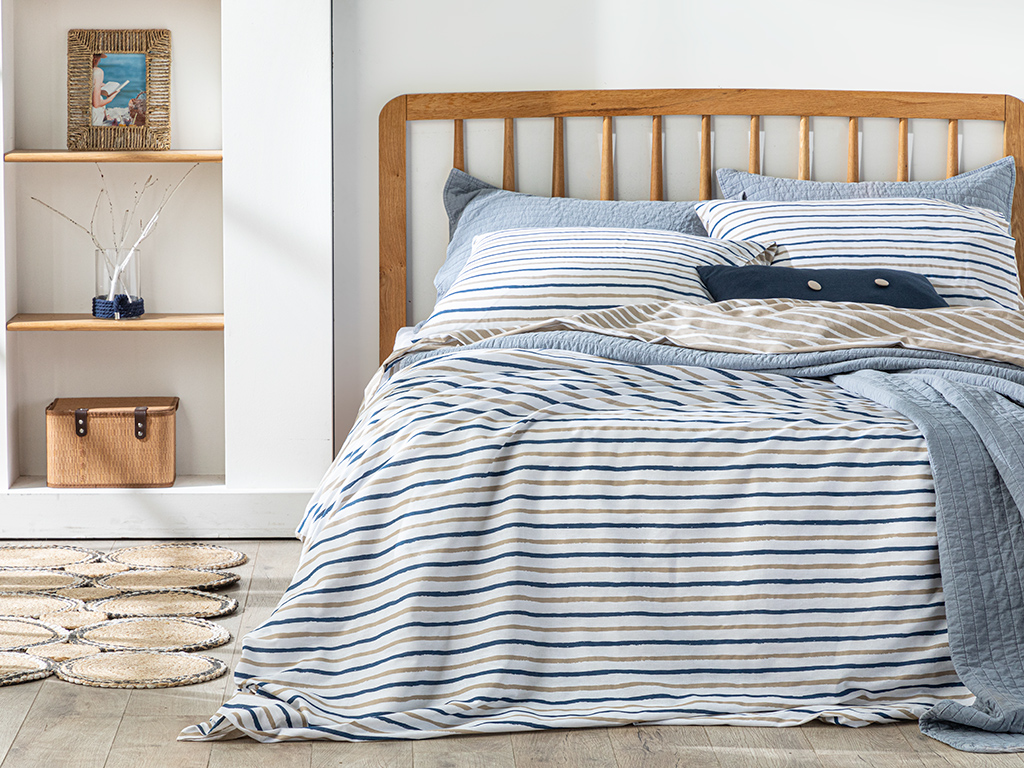 Wavy Lines Duvet Cover Set Coastal Dream