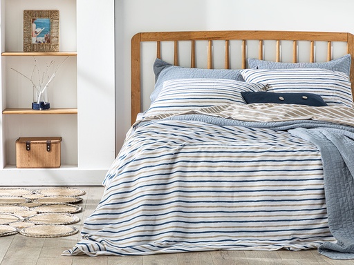 [10035572002] Wavy Lines Duvet Cover Set Coastal Dream