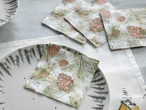 [10035623001] Pinecones Tissue Napkin Simple Pleasures