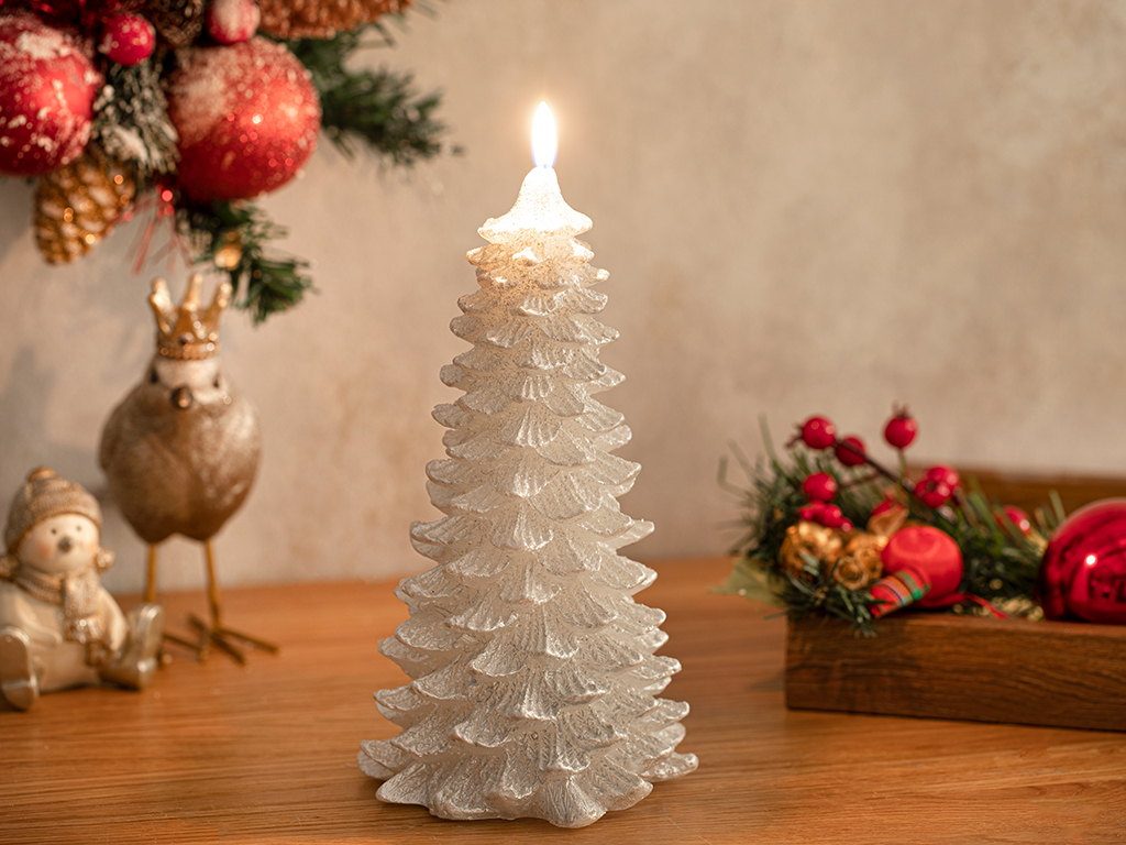 White Christmas Tree Candle Simple Pleasures