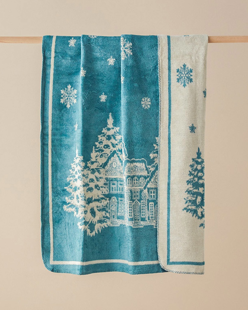 Snowy Village Tv Blanket Cheerful Holidays