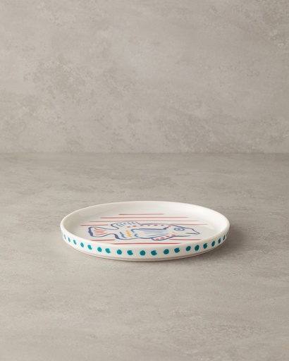 [10043147001] Red Fish Cake Plate Jolly Marine