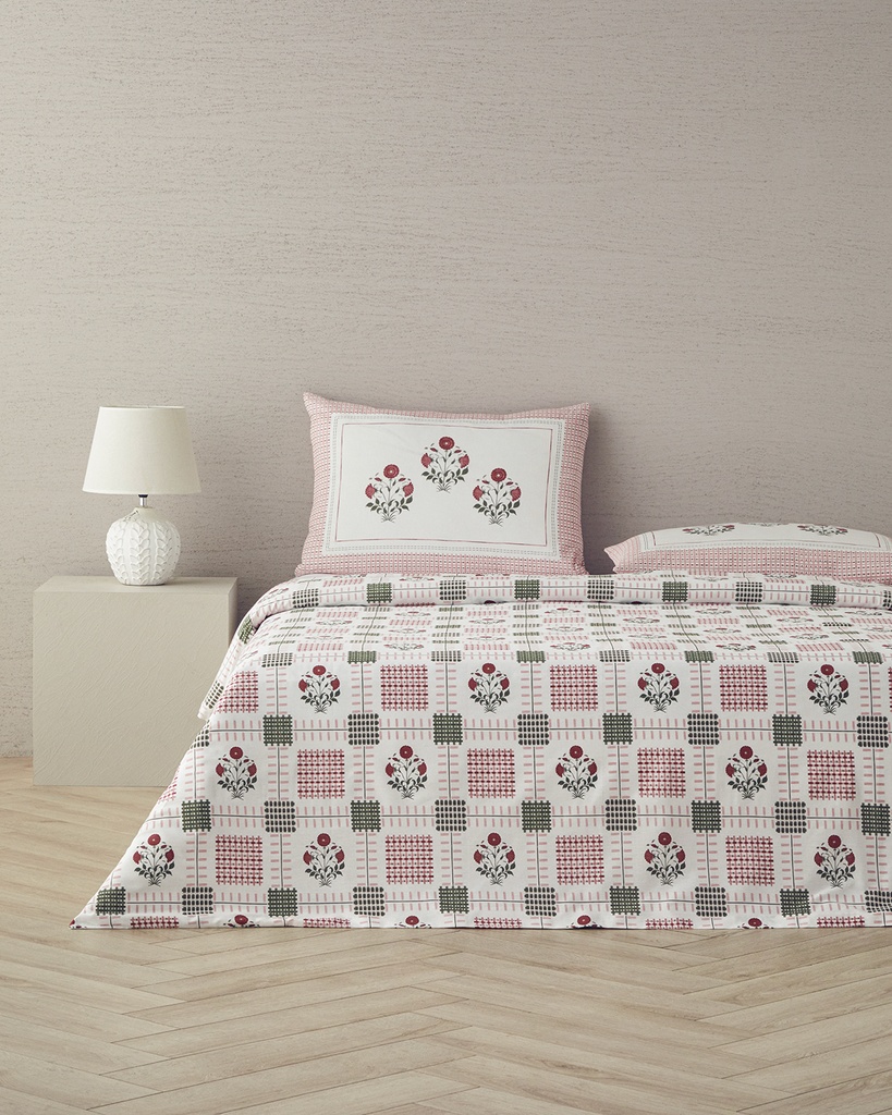 Floral Grid Duvet Cover Set pack Ornate Retro