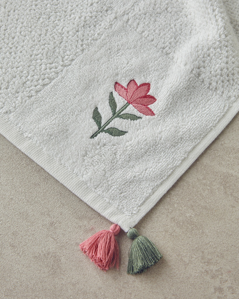 Flower Check Face Towel Ornate Retro