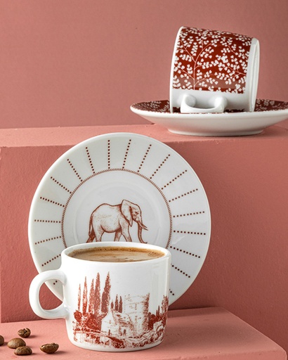 [10035684001] Elephant Coffee Cup Set Timeless