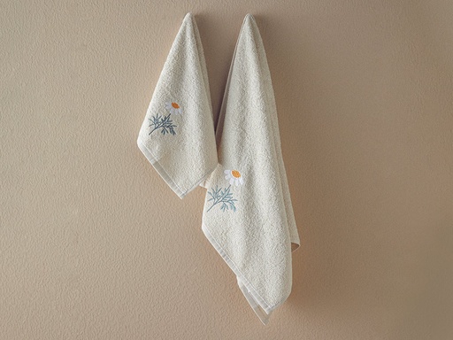 [10040310001] Daisy Garden Face Towel Set Timeless